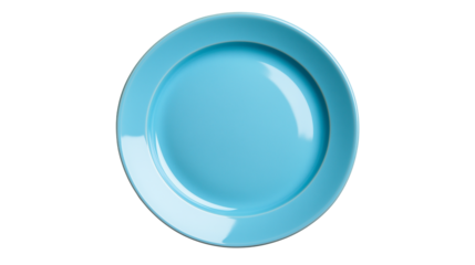 empty blue  plate isolated on white background , transparent png 