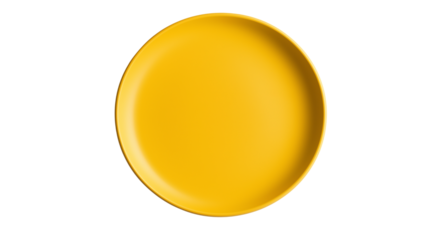empty yellow  plate isolated on white background , transparent png 