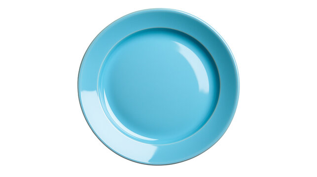 empty blue  plate isolated on white background , transparent png 