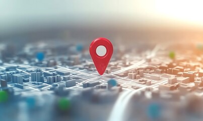 Location pin icon on earth city urban map indicating the location and direction, Red geopin Geolocation map mark Pin location pointer, Navigation icon , -