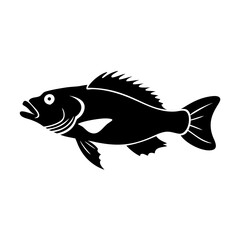 rockfish icon, rockfish silhouette vector illustration-simple silhouette illustration of rockfish, perfect for rockfish logos and icons