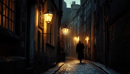 Fototapeta premium Nocturnal alleyway stroll through a historic European city.