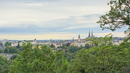 Fototapeta premium Cityscape of Luxembourg on a cloudy summer day.