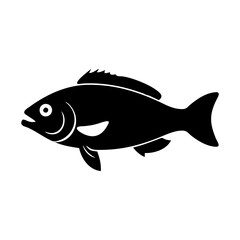 sea bass icon, sea bass silhouette vector illustration-simple silhouette illustration of sea bass, perfect for sea bass logos and icons
