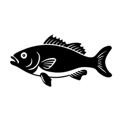 sea bass icon, sea bass silhouette vector illustration-simple silhouette illustration of sea bass, perfect for sea bass logos and icons