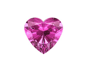 Heart shape Dazzling diamond pink gemstones, transparent background
