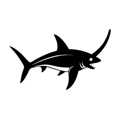 thresher shark icon, thresher shark silhouette vector illustration-simple silhouette illustration of thresher shark, perfect for thresher shark logos and icons