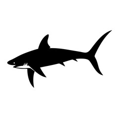 thresher shark icon, thresher shark silhouette vector illustration-simple silhouette illustration of thresher shark, perfect for thresher shark logos and icons