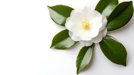 Obraz premium Elegant white flower fresh leaves images