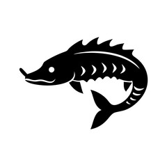 sturgeon icon, sturgeon silhouette vector illustration-simple silhouette illustration of sturgeon, perfect for sturgeon logos and icons