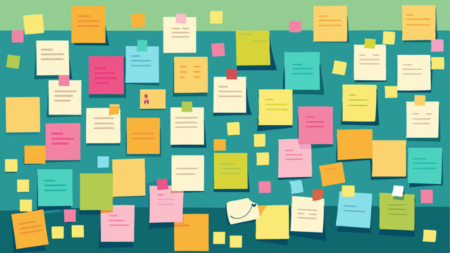 A wall covered in postit notes filled with visitors thoughts and reactions to the art.