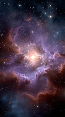 Fototapeta premium Cosmic nebula with vibrant hues and bright core