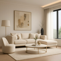 Modern Scandinavian Living Room with Natural Light and Minimalist Decor