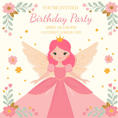 Birthday Girl Greeting card Vector templates great for card, poster, flyer or banner. invitation to the party