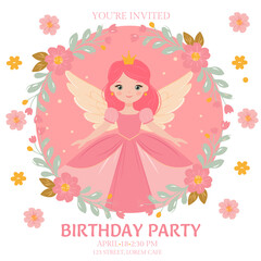 Happy birthday greeting card and party invitation vector illustration