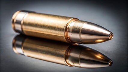 Fototapeta premium Detailed image of a metallic bullet with high reflective shine on its surface
