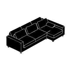 sectional sofa icon, sectional sofa silhouette vector illustration-simple silhouette illustration of sectional sofa, perfect for sectional sofa logos and icons