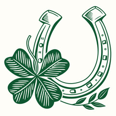 Horseshoe lucky symbol with clover st patricks vector image (18).eps