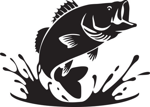 recommend clip art: Jumping Bass Fish Silhouette vector