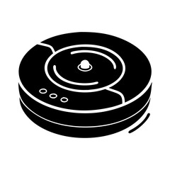 robot vacuum icon, robot vacuum silhouette vector illustration-simple silhouette illustration of robot vacuum, perfect for robot vacuum logos and icons