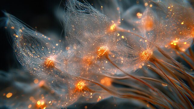 Enchanted Dandelion Seeds: A Glimmering Tapestry of Nature's Magic