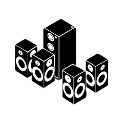 surround sound speakers icon, surround sound speakers silhouette vector illustration-simple silhouette illustration of surround sound speakers, perfect for surround sound speakers logos and icons