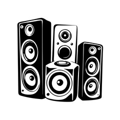 surround sound speakers icon, surround sound speakers silhouette vector illustration-simple silhouette illustration of surround sound speakers, perfect for surround sound speakers logos and icons