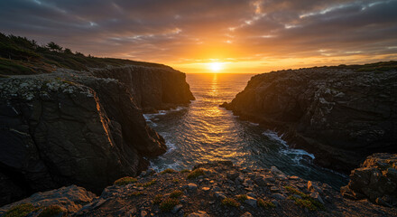 Rocky Coastline at Sunset