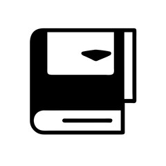 Study guide book icon, education concept, black and white design, learning material