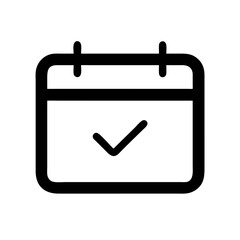 Shared calendar icon illustration with check mark on a white background, collaborative design
