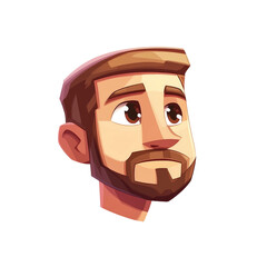 Thoughtful Cartoon Man Avatar, Pensive Male Character Portrait