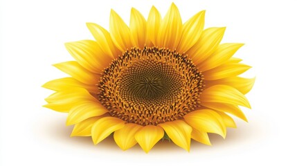 Obraz premium Bright single sunflower with vibrant yellow petals and dark brown center isolated on clean white background, showcasing natural beauty, floral symmetry, and botanical elegance in high detail.