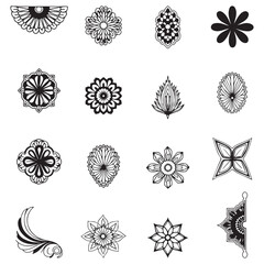Elegant Black and White Decorative Floral Design Elements