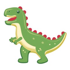 Obraz premium Cute Green Dinosaur Cartoon: Fun and Playful Illustration for Kids Activities and Coloring Pages