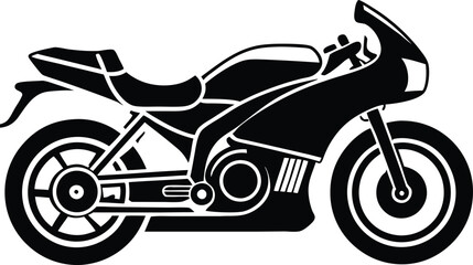 Fototapeta premium Stylized black and white motorcycle vector illustration. Minimalist bike side profile. Sleek aerodynamic motorcycle design.