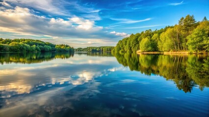 Peaceful Lake Reflections , gentle ripples, lake water's edge