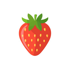 Obraz premium Fresh Organic Strawberry Illustration: Juicy Red Berries with Green Leaves – Seasonal Healthy Natural Snack