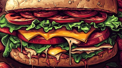 Bold Graphic Design of Layered Sandwich with Striking Outlines