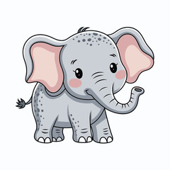 Naklejka premium Adorable Cartoon Elephant with Big Ears and Cheeks