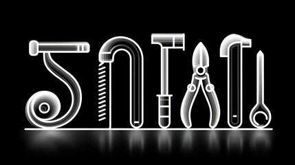 Engineering tool icon set concept. Engineering tool icon set with six sleek icons representing various tools