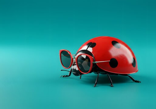 Funny ladybug with sunglasses image for summer themes