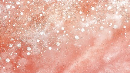 A blush pink background speckled with silver glitter and circles.