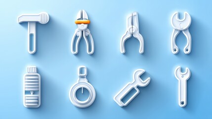 Engineering tool icon set concept. Set of modern engineering tool icons