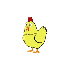 Vector graphic of Cute hand drawn cartoon illustration of a little chick standing.
