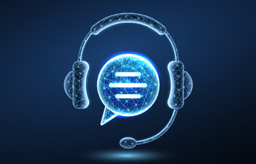 Customer service. Support call, live advice, phone bot, chat headphone