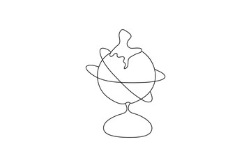 Globe of the Earth one line art planet minimalist design on white background hand drawn vector illustration
