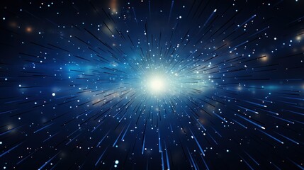 Fototapeta premium Futuristic modern blue background with stars space and rays effect. Generate AI image