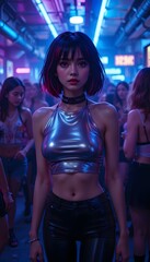 Asian Woman Playing Electric Guitar &ndash; AI Generated Illustration