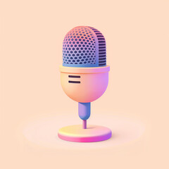 studio microphone, podcast microphone illustration, flat vector style, clean lines, minimal design, sharp edges, pastel tones, clipart for kids