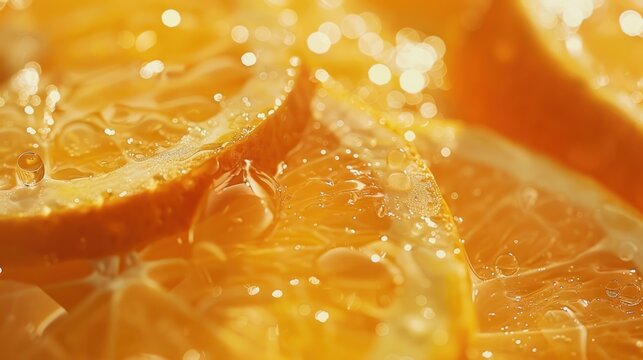 A close up of an orange fruit slices with a grainy texture background